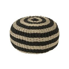 POUF STRIPES WOOVEN PLASTIC BLACK NATURAL 50    - CHAIRS, STOOLS